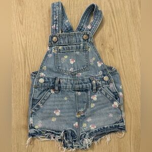 Baby Gap Disney Minnie Mouse and Floral Denim Overalls for Kids 6-12 months
